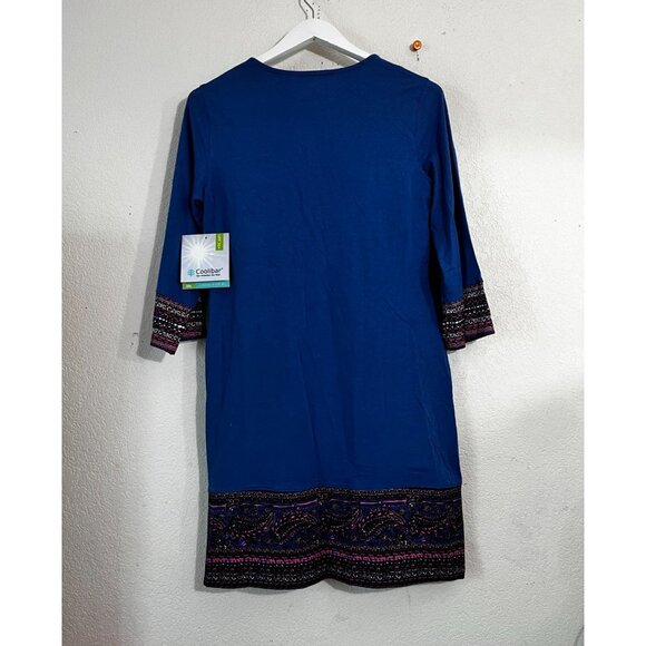 Coolibar Women Blue UPF 50+ UV Protection Tunic Dress Small Embroidered Trim New - Picture 4 of 11